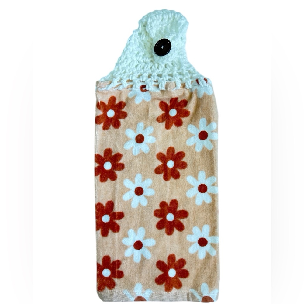 Hand Crafted Colorful Floral Retro Hanging Hand Towel Crochet Top